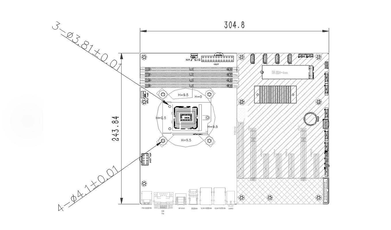Dimension of ATX-GSB560K Industrial ATX Motherboard Dimension of ATX-GSB560K Industrial ATX Motherboard
