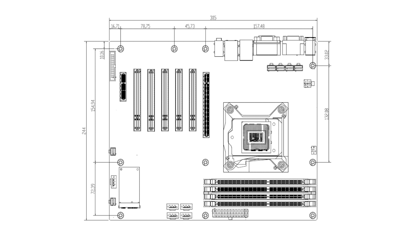 Dimension of ATX-GSB75K Industrial ATX Motherboard Dimension of ATX-GSB75K Industrial ATX Motherboard