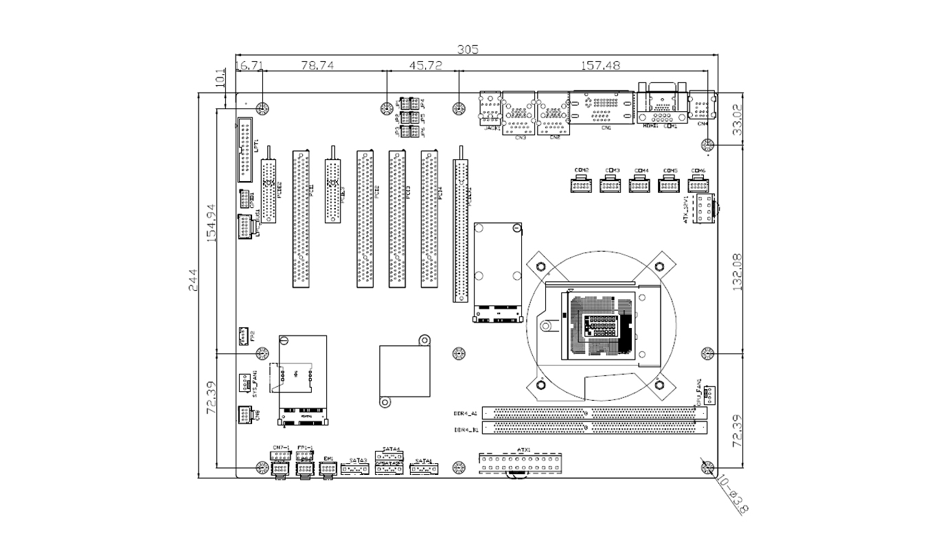 Dimension of ATX-GSH110K Industrial ATX Motherboard Dimension of ATX-GSH110K Industrial ATX Motherboard