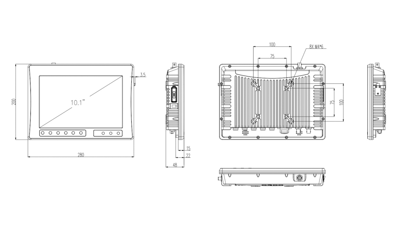 Dimension of 10 Inch Core Windows Vehicle Mount Computer Dimension of 10 Inch Core Windows Vehicle Mount Computer