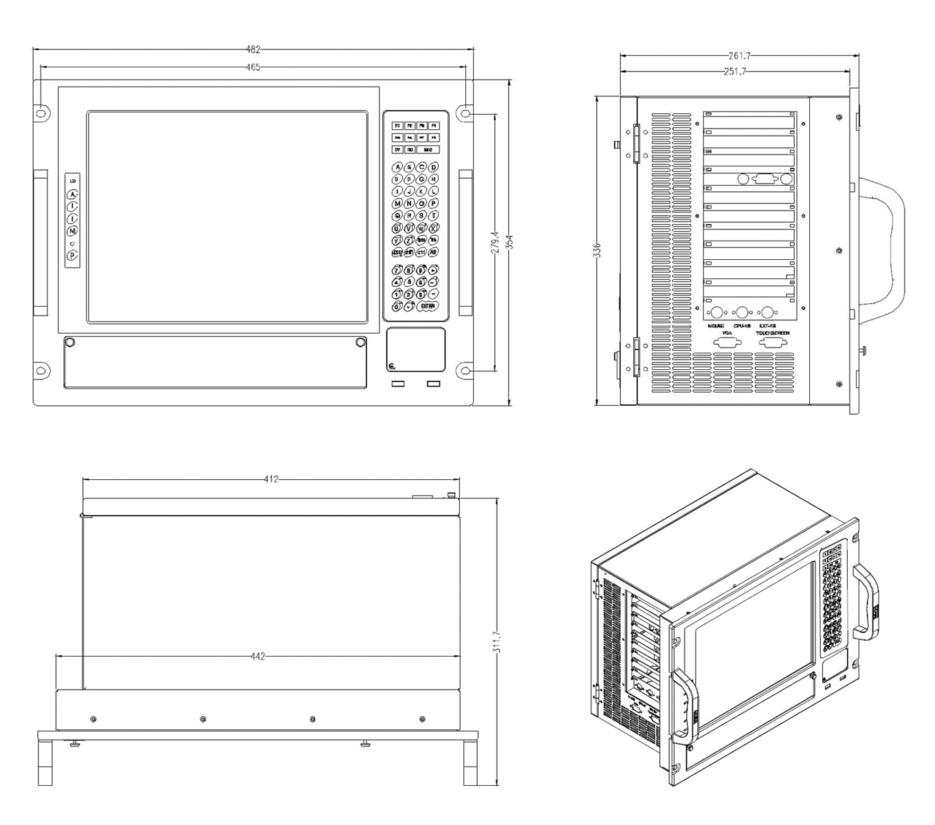 Dimension of 8U Rackmount PC