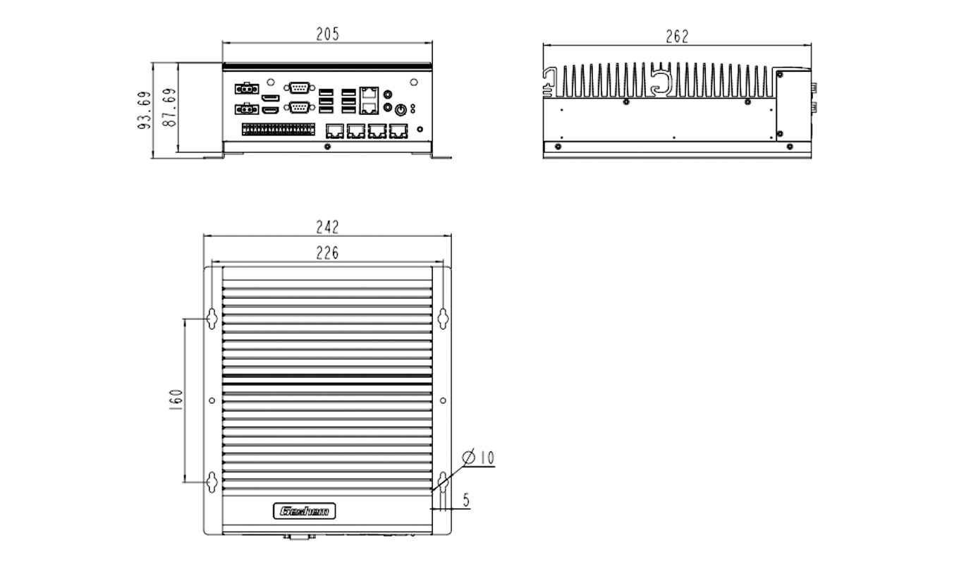 Dimension of Intel 12th/13th Gen. i3/i5/i7 Fanless Box PC Dimension of Intel 12th/13th Gen. i3/i5/i7 Fanless Box PC